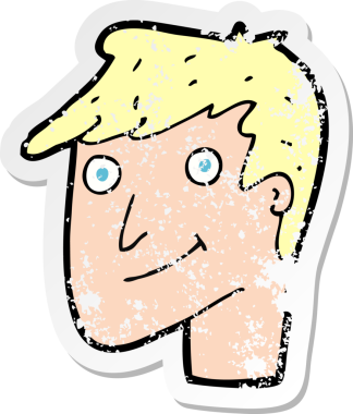 Orijinal gerilim dolu karikatür yapıştırması. Mutlu bir adam.