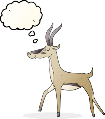 Orjinal serbest çizim düşünce balonu çizgi film ceylanı