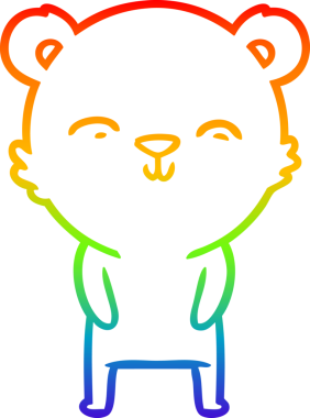 Mutlu bir çizgi film ayısının orjinal gökkuşağı gradyan çizimi