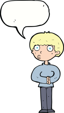 orijinal karikatür meraklı adam konuşma balonu ile