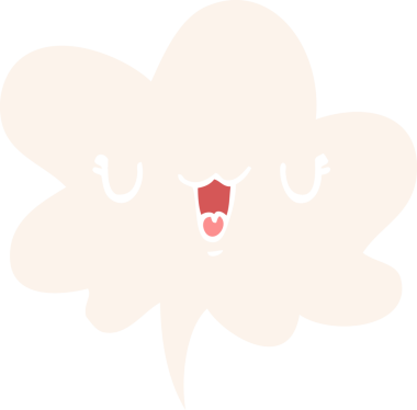 Orijinal neşeli çizgi film yüzü ile konuşma baloncuğu retro tarzı