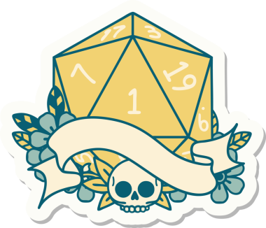 Orijinal bir d20 zar etiketi.