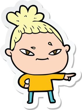 Çizgi film kadınının orijinal çıkartması.