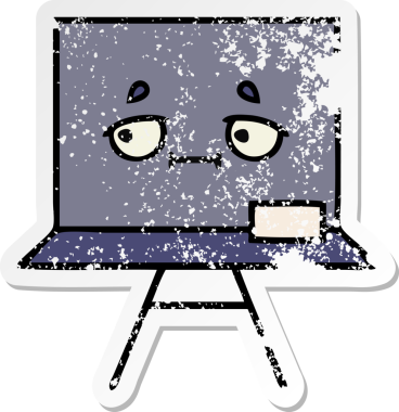 Sevimli bir karikatür karatahtasının orijinal sıkıntılı çıkartması