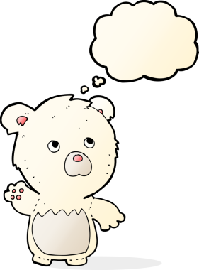 Düşünce baloncuklu orijinal kutup ayısı.