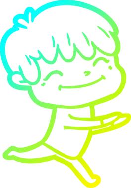 Çizgi film karakteri mutlu bir çocuğun orijinal soğuk gradyan çizimi