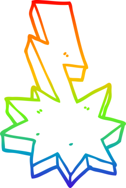 Orijinal gökkuşağı gradyan çizgi çizimi bir karikatür yıldırım çarpması