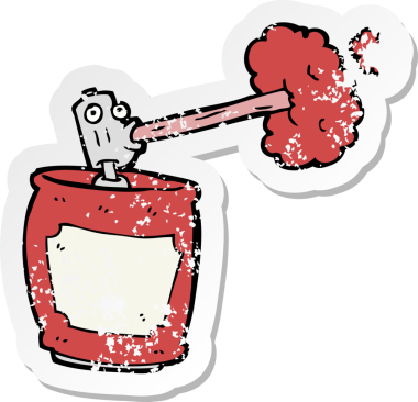 Çizgi film spreyi kutusunun orijinal gerilimli yapıştırması