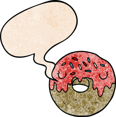 Konuşma baloncuklu orijinal çizgi film donutu.