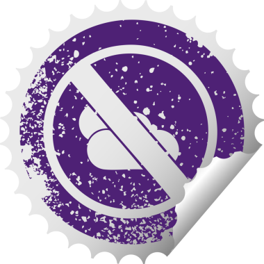 Orijinal sıkıntılı dairesel kabuk soyma simgesi güneşsiz büyülerin işaretlenmesine izin verilmez