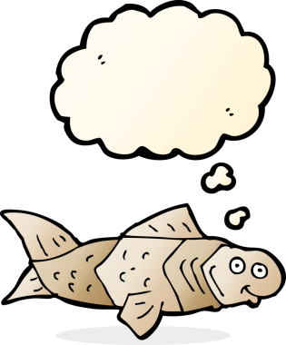 Düşünce baloncuklu orijinal komik balık.