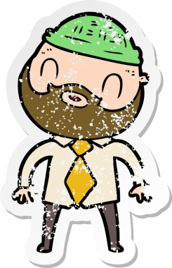 Çizgi film sakallı bir adamın orijinal sıkıntılı çıkartması.