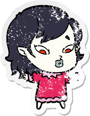 Sevimli bir vampir kızın kederli çıkartması.