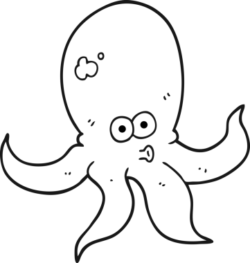 Orijinal el yazısıyla çizilmiş siyah beyaz ahtapot.