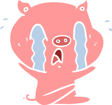 Orijinal ağlayan domuz düz renkli çizgi film