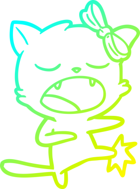 Kedi tekmeleyen çizgi filmin orijinal soğuk eğimli çizimi