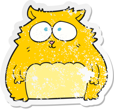 Çizgi film kedisinin gerilmiş orijinal çıkartması.