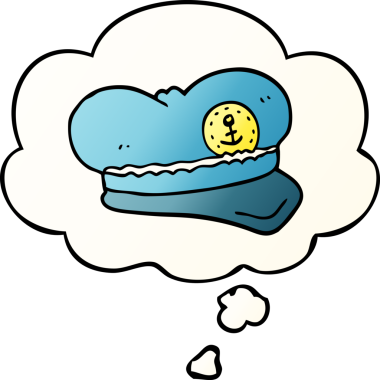 Düz eğimli düşünce baloncuklu orijinal denizci şapkası