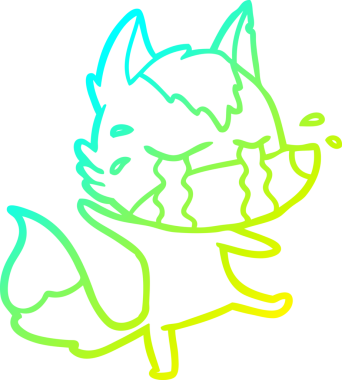 Orijinal soğuk eğim çizgisi, ağlayan bir kurdun çizgi filmi.