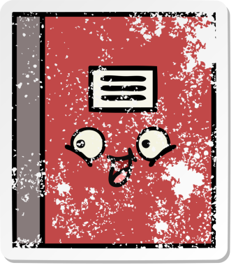 Sevimli bir karikatür defterinin orijinal sıkıntılı çıkartması