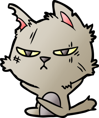 Bir insan tarafından çizilmiş orijinal sert çizgi film kedisi.