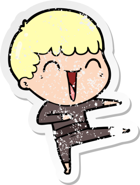 Çizgi film kahramanı mutlu bir adamın orijinal üzgün çıkartması.