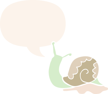 Konuşma baloncuklu orijinal çizgi film salyangozu