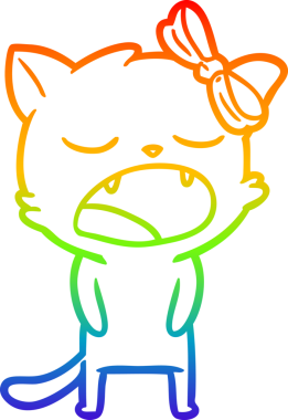 Çizgi film kedisinin miyavlamasının orijinal gökkuşağı gradyan çizimi