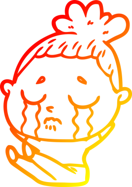 Ağlayan bir çizgi film karakterinin orjinal sıcak çizgi çizimi.