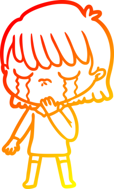 Bir çizgi film kadınının ağlarken çizdiği orjinal sıcak çizgi.