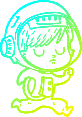 Orijinal soğuk gradyan çizgi çizimi bir astronot kadının