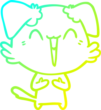 Mutlu çizgi film köpeğinin gülerken çizdiği orjinal soğuk gradyan çizgisi.