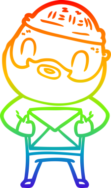 Orijinal gökkuşağı gradyan çizgi çizimi bir çizgi sakallı adamın