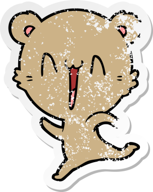 Mutlu ayı çizgi filminin orijinal kederli çıkartması.