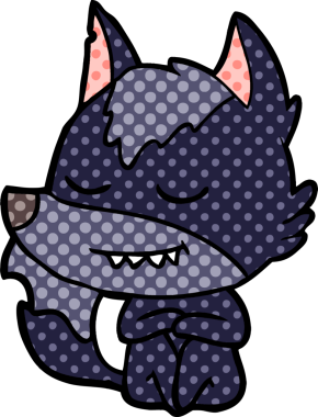 Orijinal dost çizgi film kurdu oturuyor.