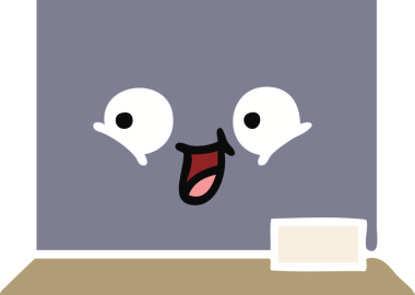 Bir karatahtanın orijinal düz renk retro karikatürü