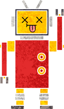 Orijinal retro illüstrasyon tarzı robot karikatürü