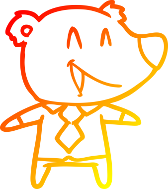 Gömlek ve kravat takmış bir ayının orjinal sıcak çizgi çizimi