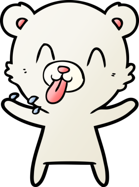 Orijinal kaba çizgi film kutup ayısı dilini dışarı çıkarıyor.