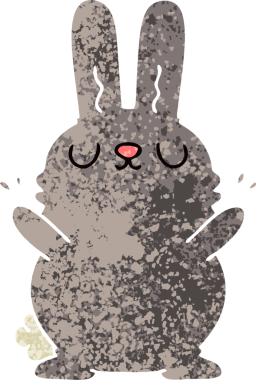 Orijinal retro illüstrasyon tarzı tuhaf çizgi film tavşanı