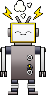 Bir robotun orjinal gölgelenmiş karikatürü