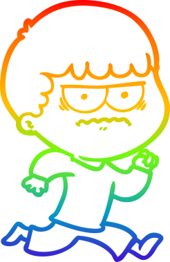 Orijinal gökkuşağı gradyan çizgi çizimi kızgın bir adamın