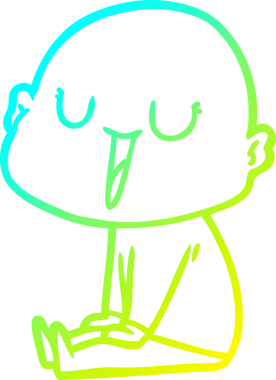 Mutlu bir çizgi film karakteri kel bir adamın orijinal soğuk gradyan çizimi