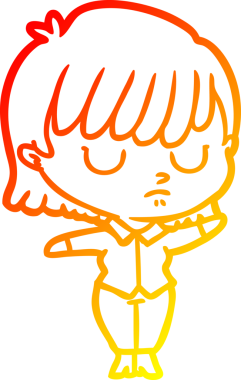 Bir çizgi film kadınının orjinal sıcak çizgi çizimi