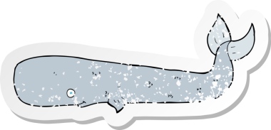 Orijinal gerilmiş karikatür balinası çıkartması.