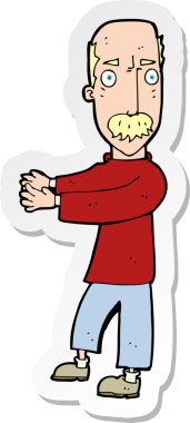 Bir çizgi filmdeki kelleşen adamın orijinal çıkartması