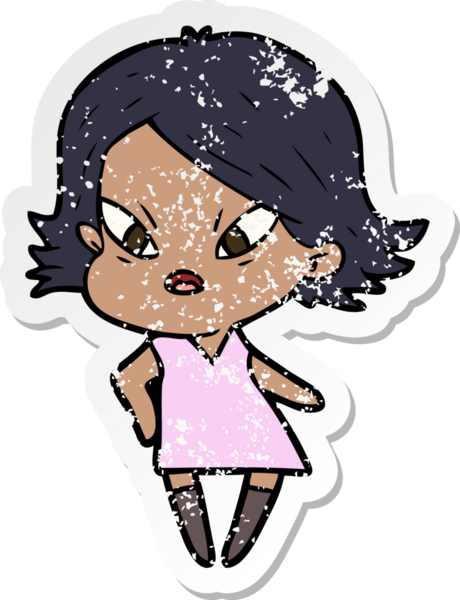 Çizgi filmin orijinal stresli kadın çıkartması.