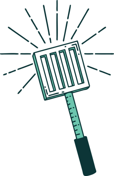 Geleneksel dövme stili mutfak spatulasının orijinal çizimi