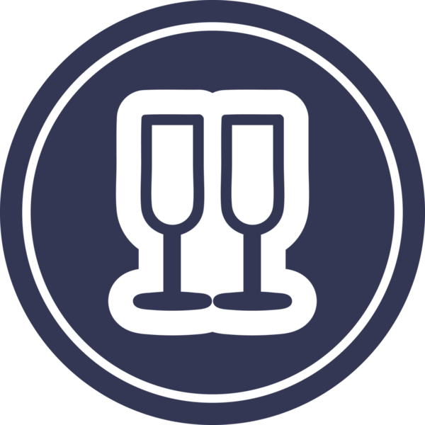 Orijinal şampanya kadehleri yuvarlak sembol