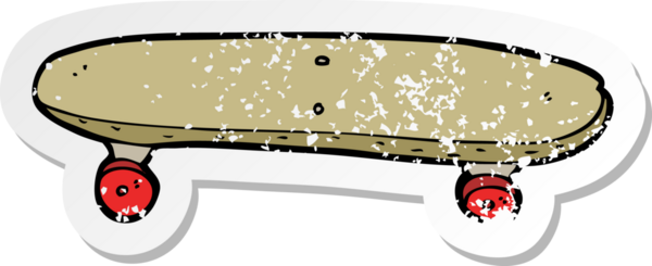 Çizgi film kaykayının gerilmiş orijinal çıkartması.